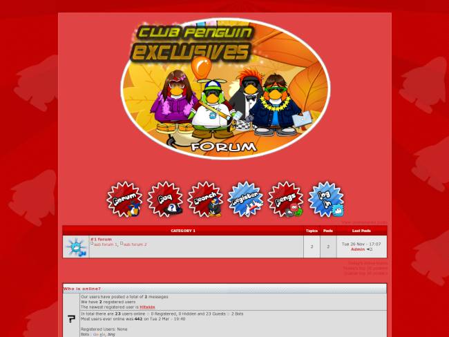 Red Club Penguin Theme